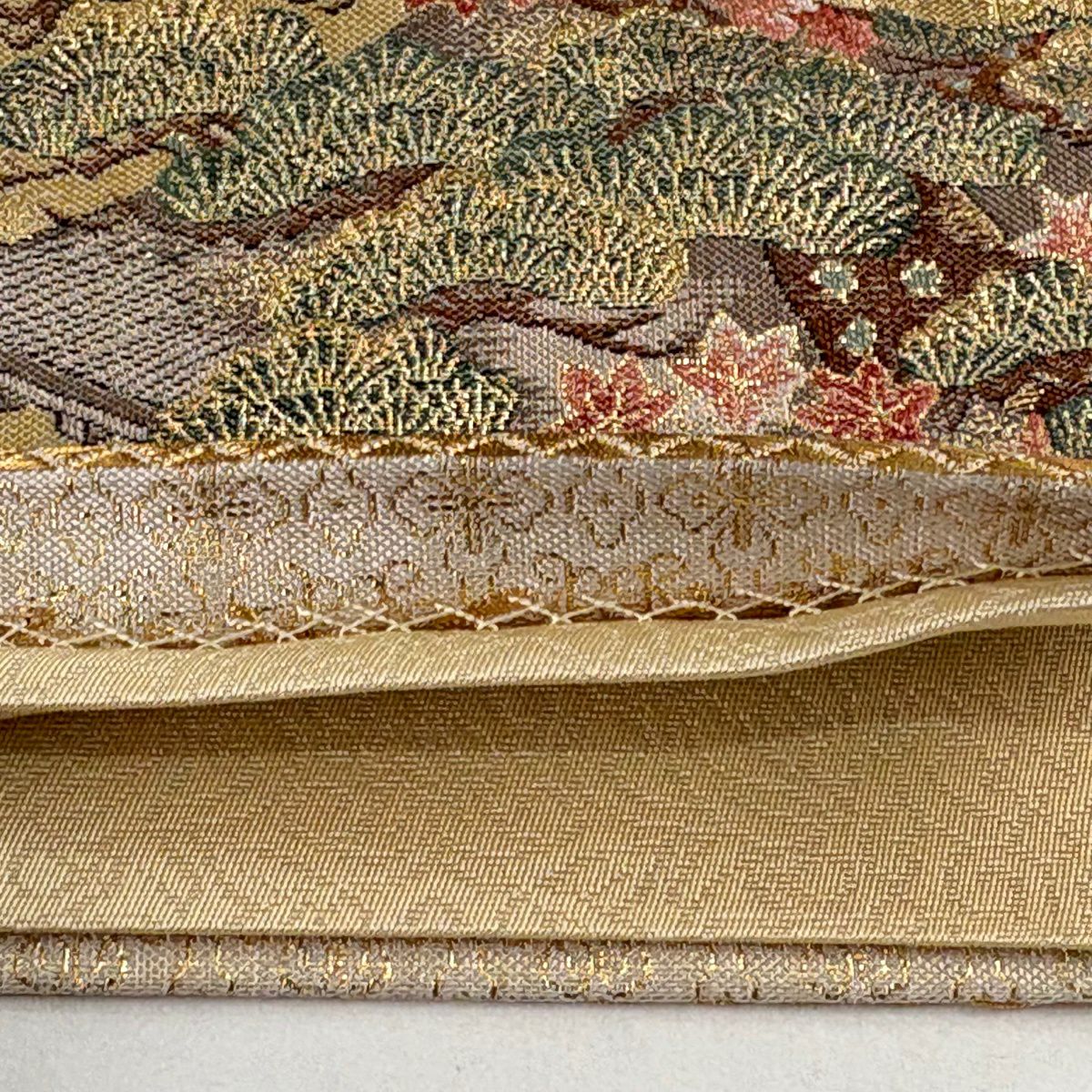 【美品】 袋帶 秀品級 御所車 人物 金絲 金金箔 金色 六通 純蠶絲