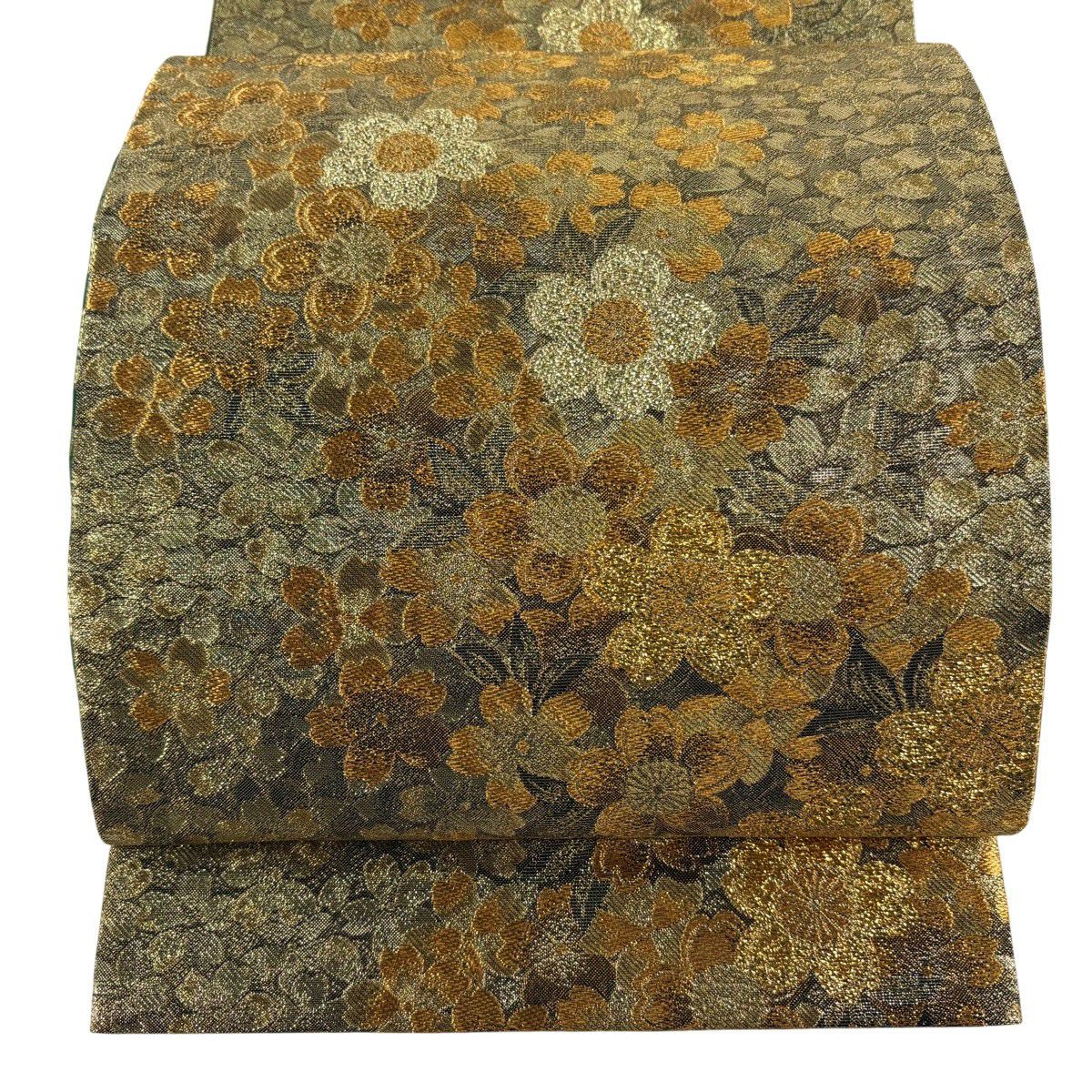 袋帶 秀品級 桂由美 有落款 振袖禮服禮服適用 櫻花 金金箔 金絲 金色 全通 純蠶絲