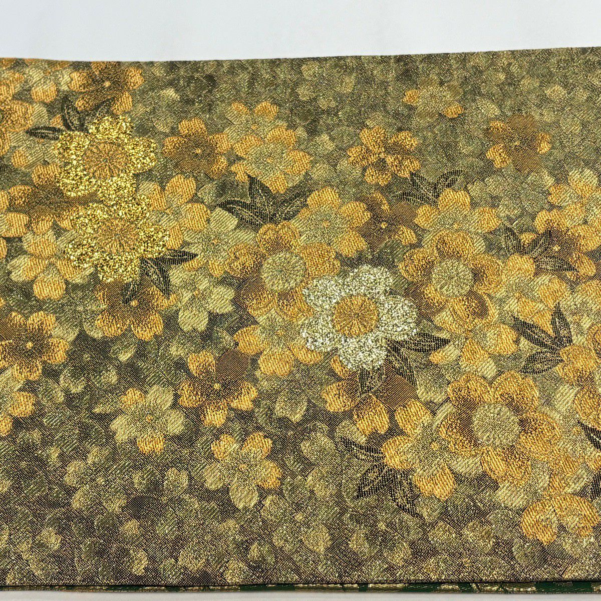 袋帶 秀品級 桂由美 有落款 振袖禮服禮服適用 櫻花 金金箔 金絲 金色 全通 純蠶絲