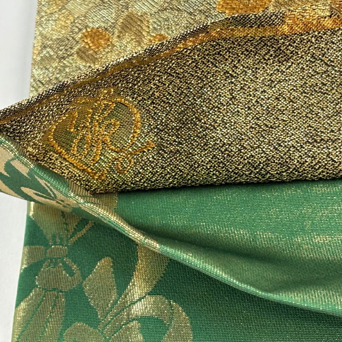 袋帶 秀品級 桂由美 有落款 振袖禮服禮服適用 櫻花 金金箔 金絲 金色 全通 純蠶絲