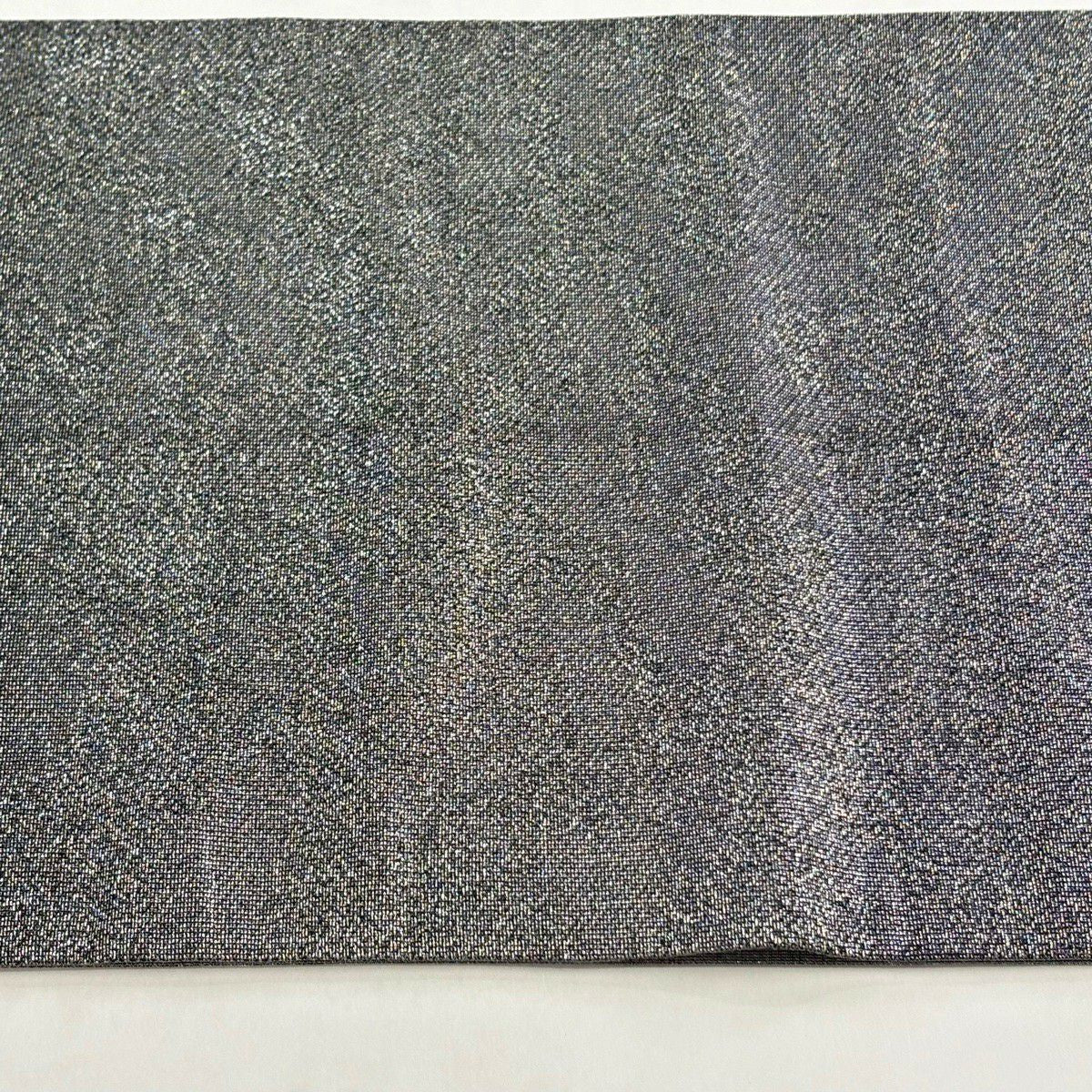 【美品】 袋帶 秀品級 幾何學 斜紋 金金箔 切嵌 灰 深色 お太鼓圖案 純蠶絲