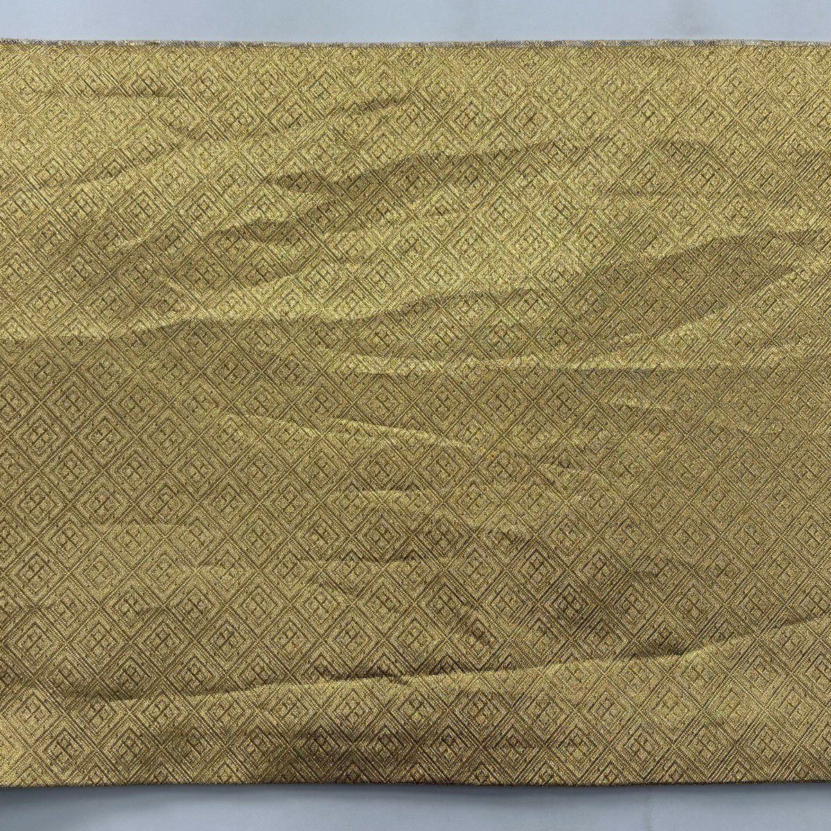 【美品】 袋帶 秀品級 草花紋 幾何圖案 刺繡 金金箔 金色 六通 純蠶絲