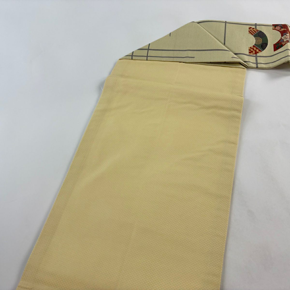 【美品】名古屋帶 秀品級 玩具 花鳥 奶油色 純蠶絲