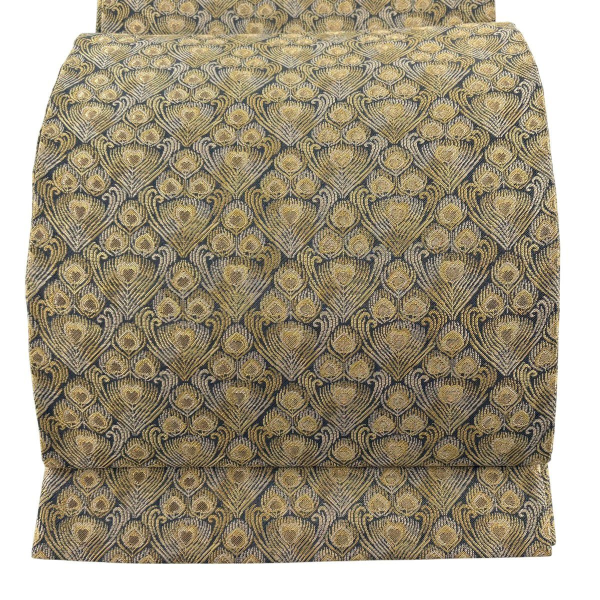 【美品】 袋帶 秀品級 小衣蠶絲 羽 金絲 茶 六通 純蠶絲