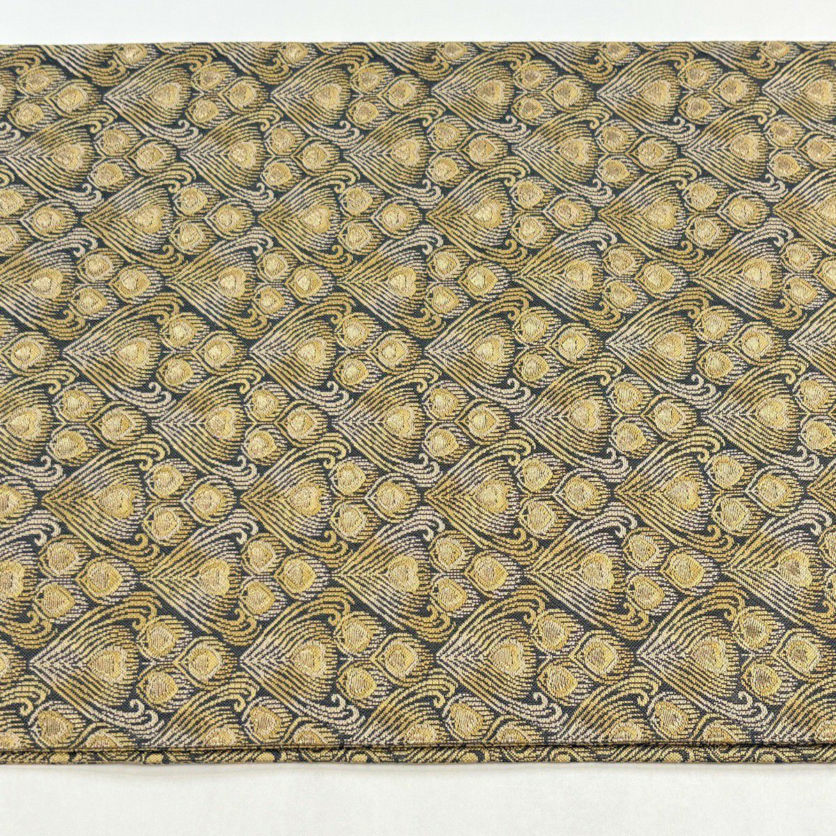 【美品】 袋帶 秀品級 小衣蠶絲 羽 金絲 茶 六通 純蠶絲