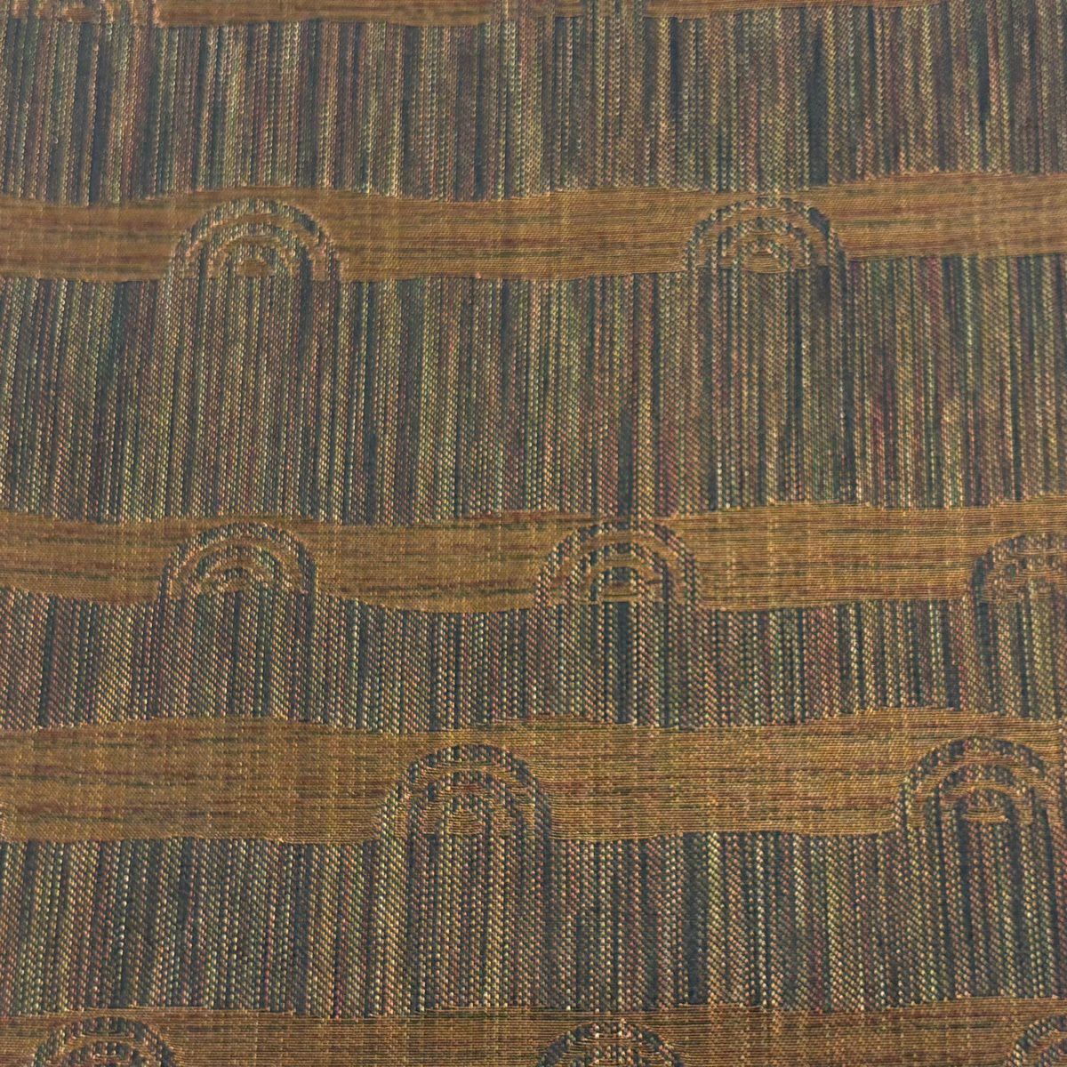 【美品】 袋帶 秀品級 渦卷 幾何圖案 金絲 焦茶 全通 純蠶絲