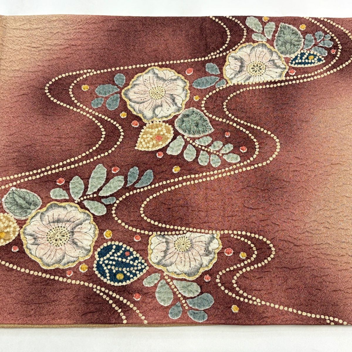 【美品】 袋帶 秀品級 關西仕立 辻花染 霞 金絲 漸層 紅紫 大鼓圖案 純蠶絲