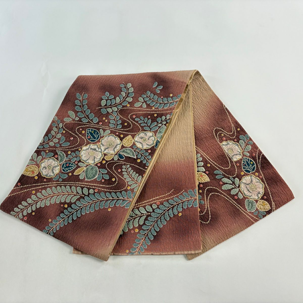 【美品】 袋帶 秀品級 關西仕立 辻花染 霞 金絲 漸層 紅紫 大鼓圖案 純蠶絲