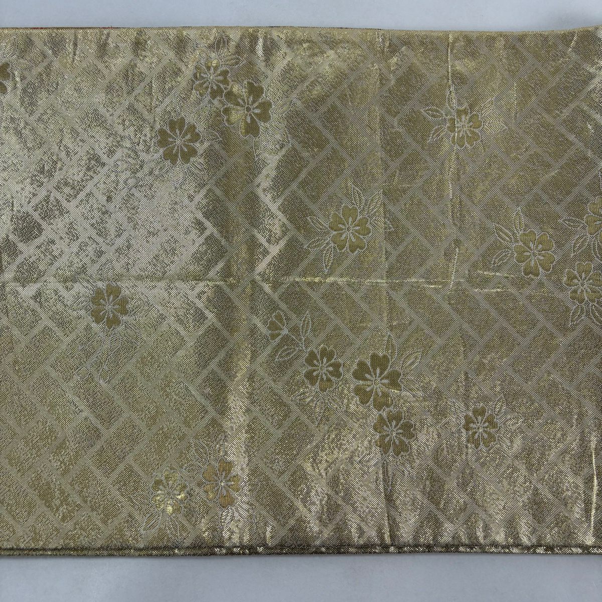 袋帶 優品級 振袖禮服禮服用 蝴蝶 櫻花 金絲 金金箔 金色 全通 純蠶絲