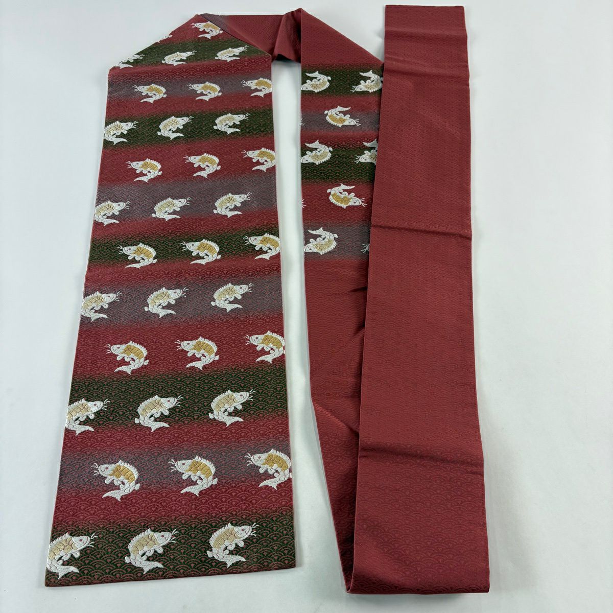 【美品】名古屋帶 秀品級 荒磯 青海波 深粉 純蠶絲