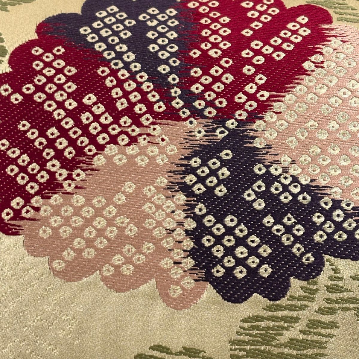 袋帶 秀品級 菊花花 刺繡 灰綠 六通 純蠶絲