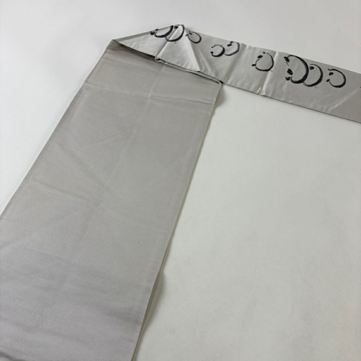 名古屋帶 秀品級 幾何圖案 金絲 灰色 純蠶絲