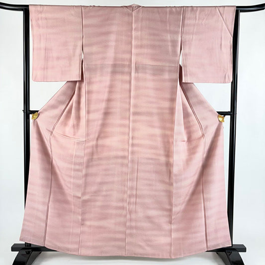 【美品】 小紋 身長160.5cm 袖長63.5cm S 雙層 漸層 粉紅 純蠶絲 優品級