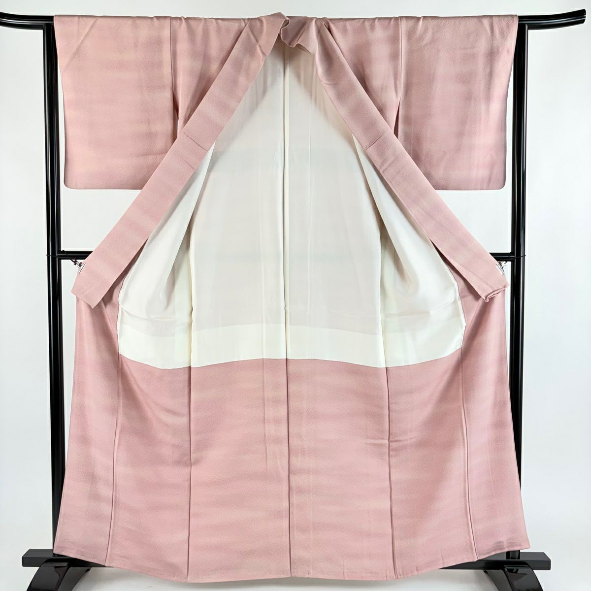 【美品】 小紋 身長160.5cm 袖長63.5cm S 雙層 漸層 粉紅 純蠶絲 優品級