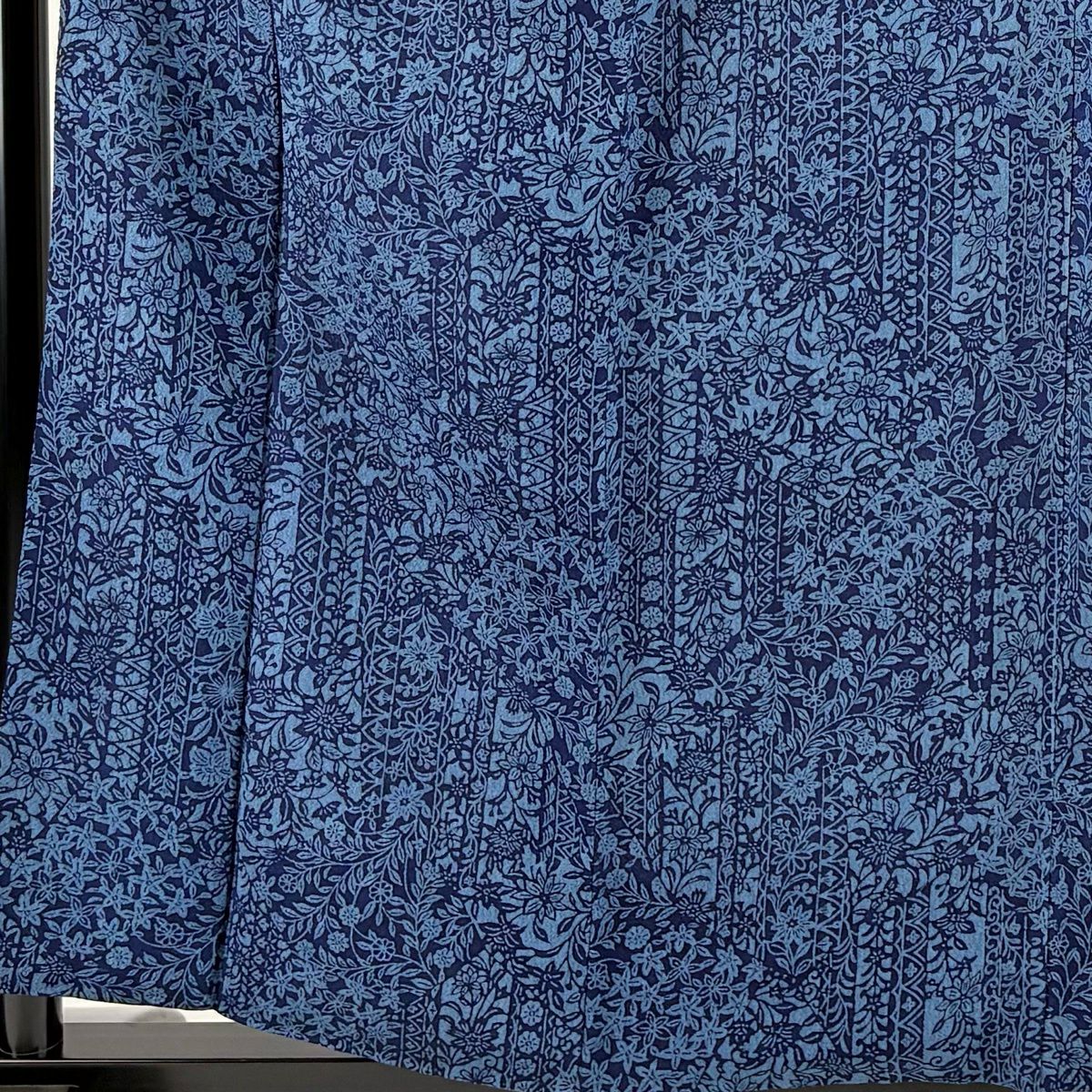 小紋 身長156.5cm 袖長64cm M 雙層 草花紋紋 幾何學 絞染 深藍 純蠶絲 優品級