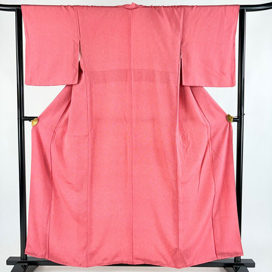 【美品】 江戶小紋 身長157.5cm 袖長63.5cm S 雙層 鮫 深粉 純蠶絲 優品級