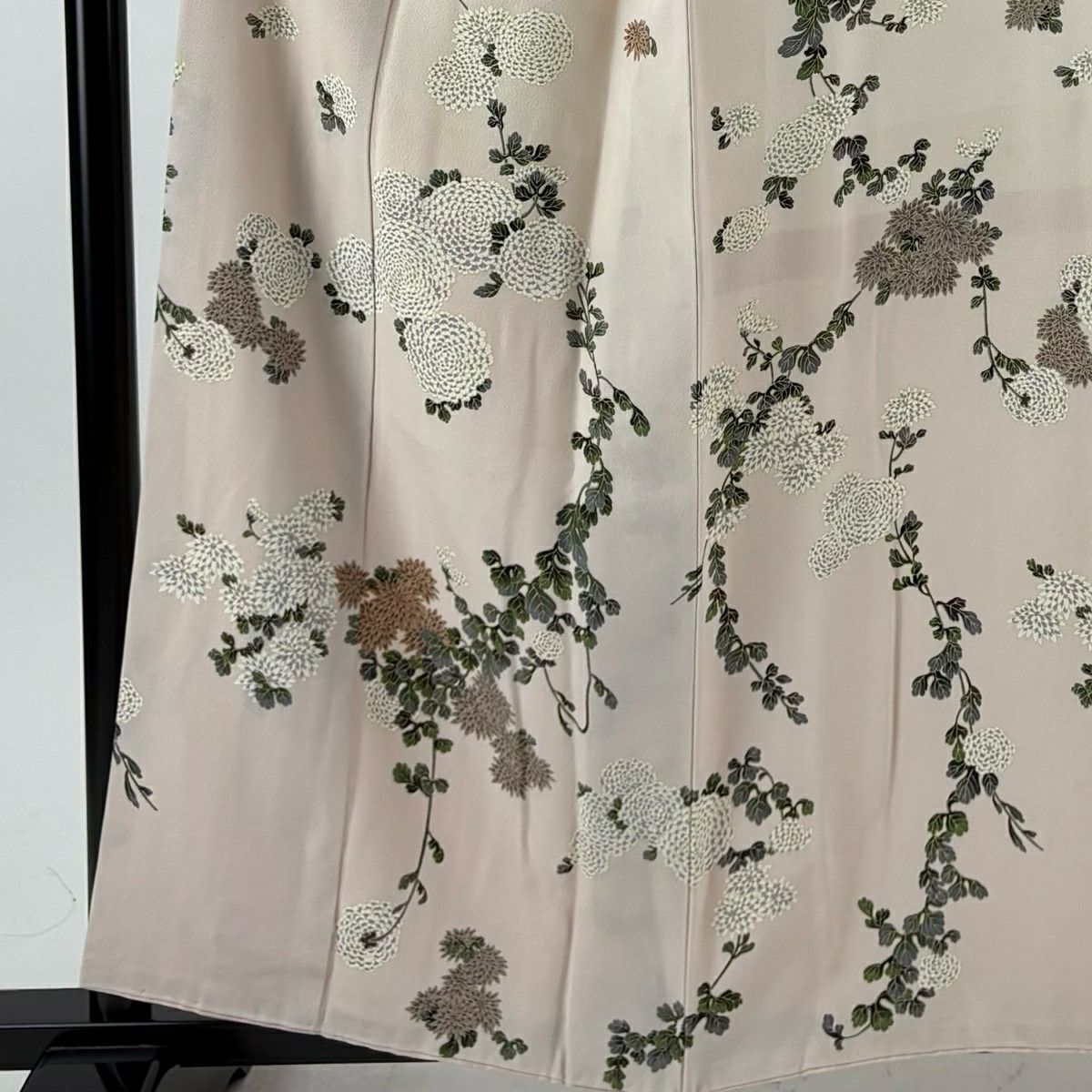 付下 身長157cm 袖長69cm L 雙層 菊花 薄粉紅 純蠶絲 名品級