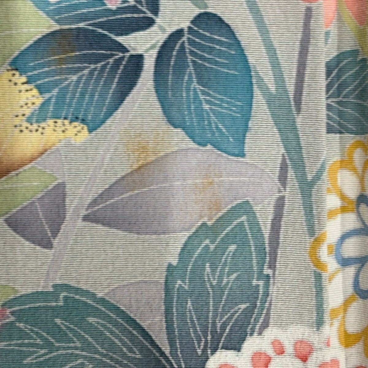 訪問服 身長162.5cm 袖長66cm M 雙層 落款あり 菊花 鴛鴦 漸層 薄綠 純蠶絲 名品級