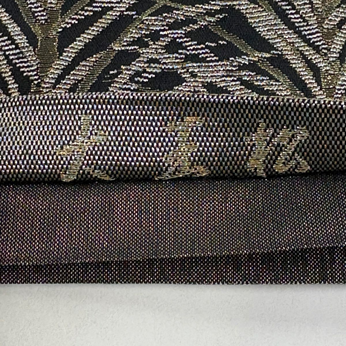 【美品】 袋帶 名品級 若松樹 金絲 金金箔 黑 六通 純蠶絲