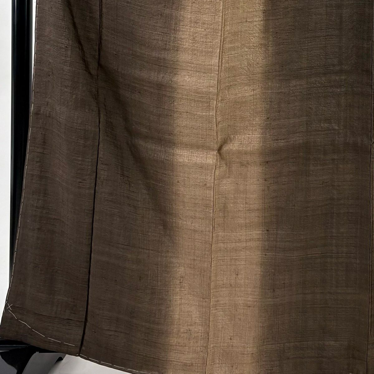 【美品】小紋 身長165cm 袖長68cm L 雙層 紬織織 野蠶絲 大和 證書齊全 縱向漸變 焦茶 純蠶絲 逸品級