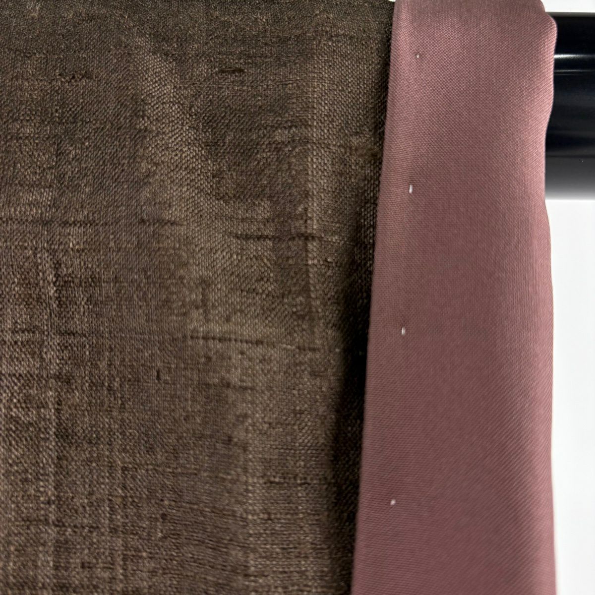 【美品】小紋 身長165cm 袖長68cm L 雙層 紬織織 野蠶絲 大和 證書齊全 縱向漸變 焦茶 純蠶絲 逸品級