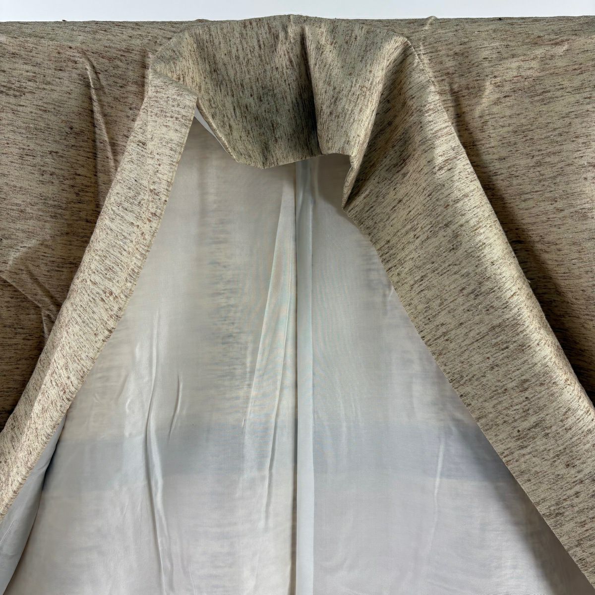 【美品】 付下 身長166cm 袖長64.5cm M 雙層 蕨紬織織 根津儀一 兔子 流水 淺茶 純蠶絲 逸品級