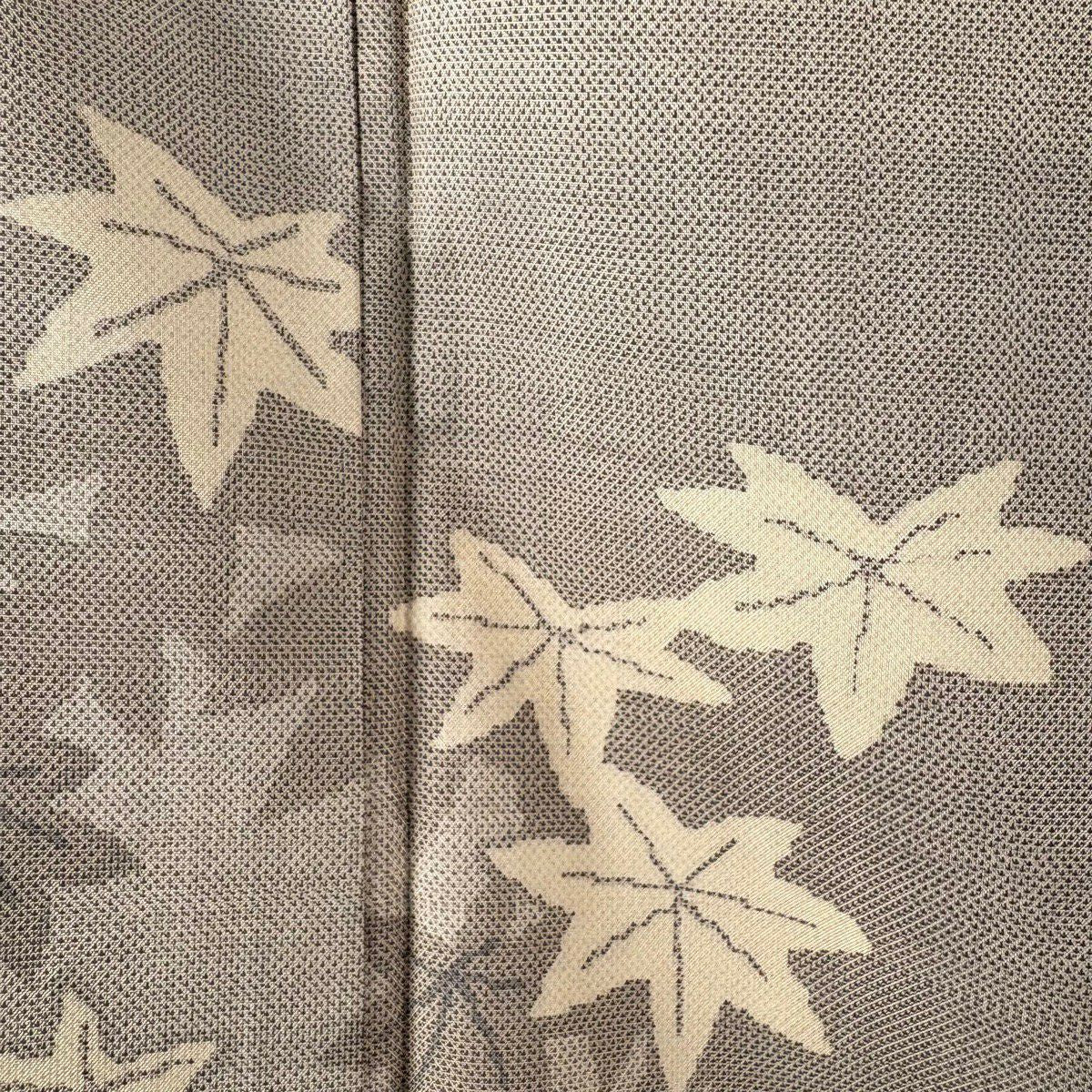 訪問服 身長164.5cm 袖長63.5cm S 雙層 恵積五郎 落款あり 紅葉 輪廓 灰茶 純蠶絲 逸品級