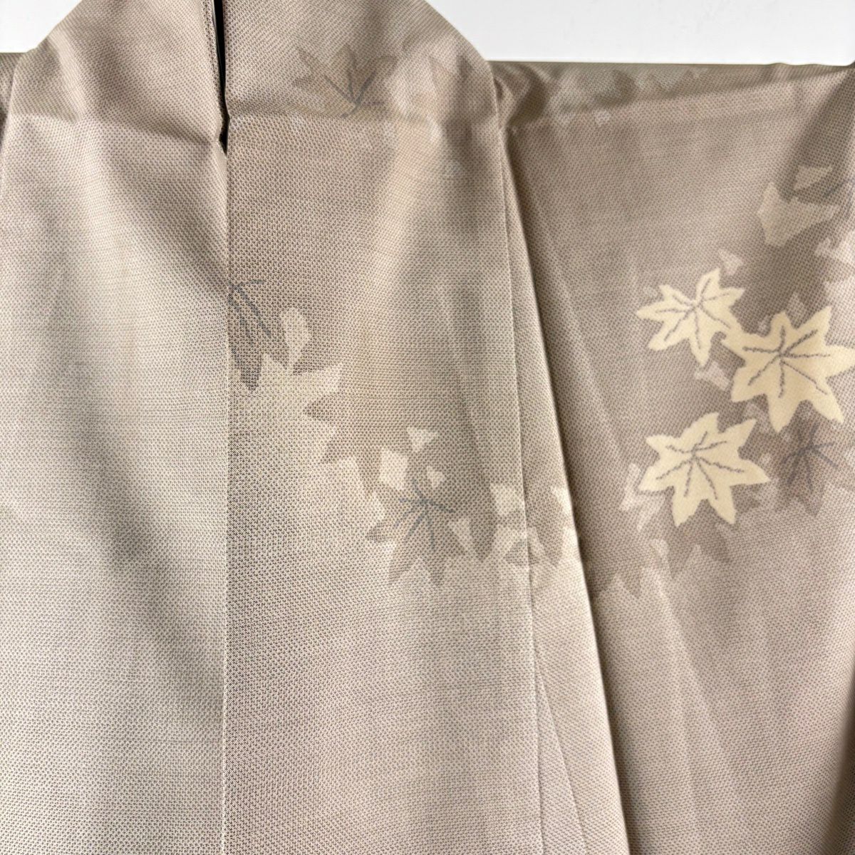 訪問服 身長164.5cm 袖長63.5cm S 雙層 恵積五郎 落款あり 紅葉 輪廓 灰茶 純蠶絲 逸品級