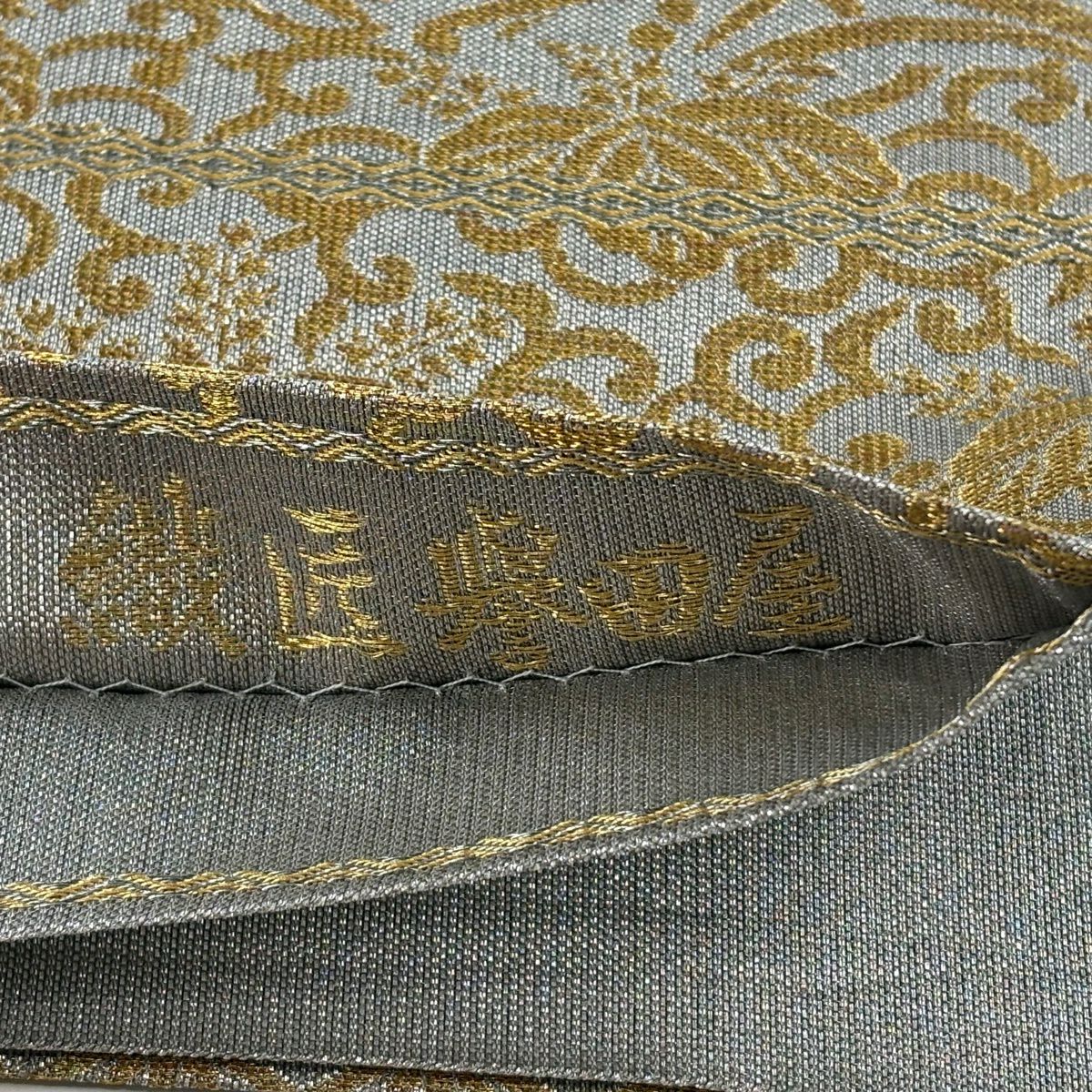 【美品】 袋帶 逸品級 誉田屋源兵衛 落款あり 純白金 東照宮 麻葉 露芝 金銀糸 金金箔 銀 六通 正蠶絲