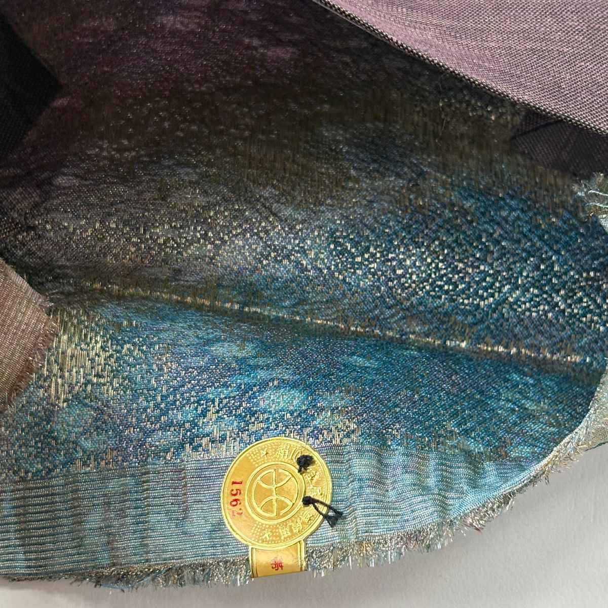 【美品】 袋帶 名品級 證書齊全 霞 金絲 金金箔 紫色 全通 純蠶絲
