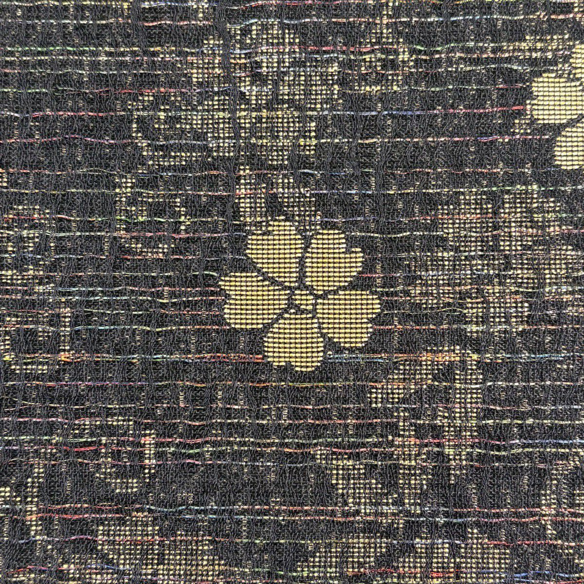【美品】 袋帶 名品級 斉藤三才 落款あり 樱花 条纹 金丝 拉米丝 黑色 全通 純蠶絲