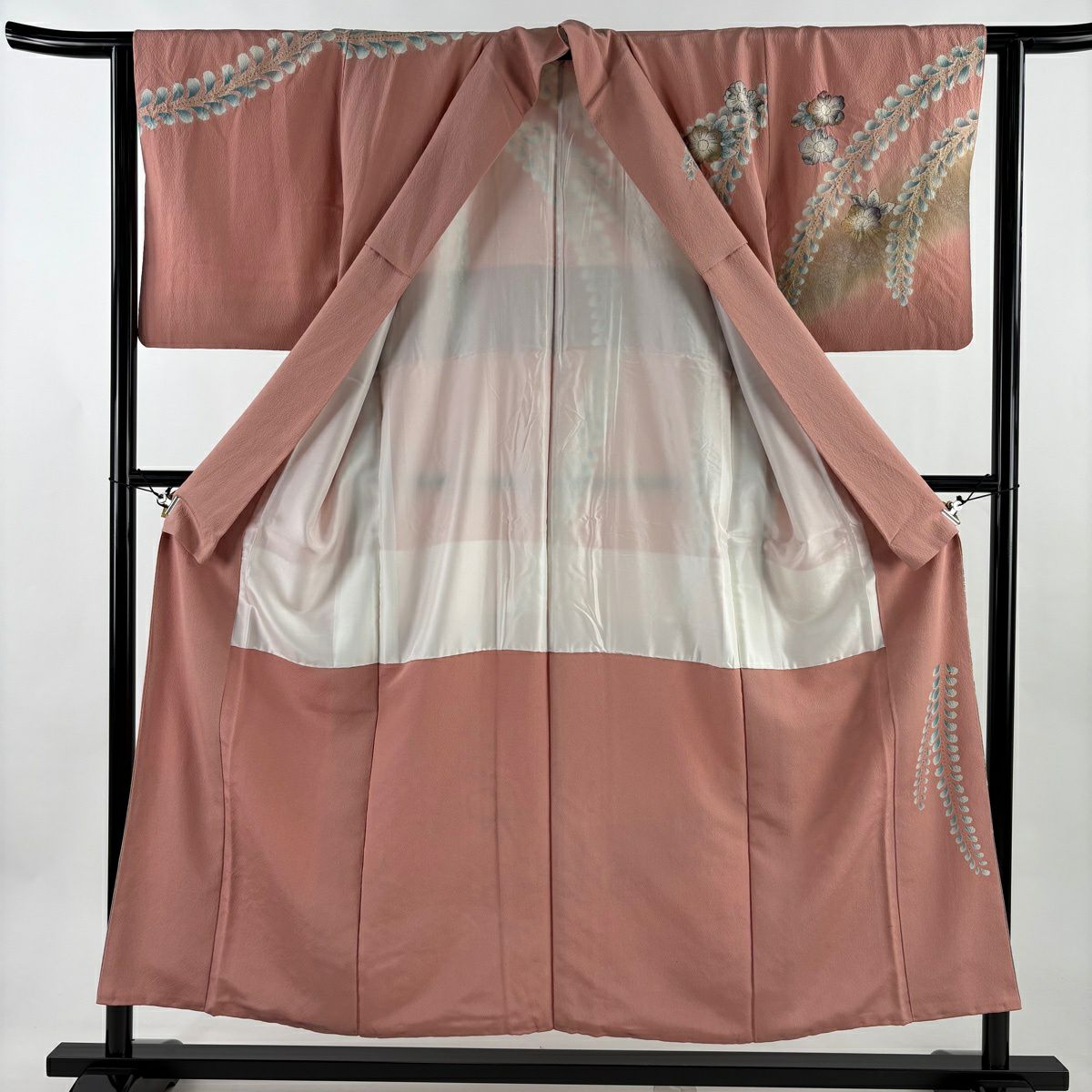 訪問服 身長153.5cm 袖長62cm S 雙層 辻花染 芝 金銀彩 漸層 粉紅 純蠶絲 名品級