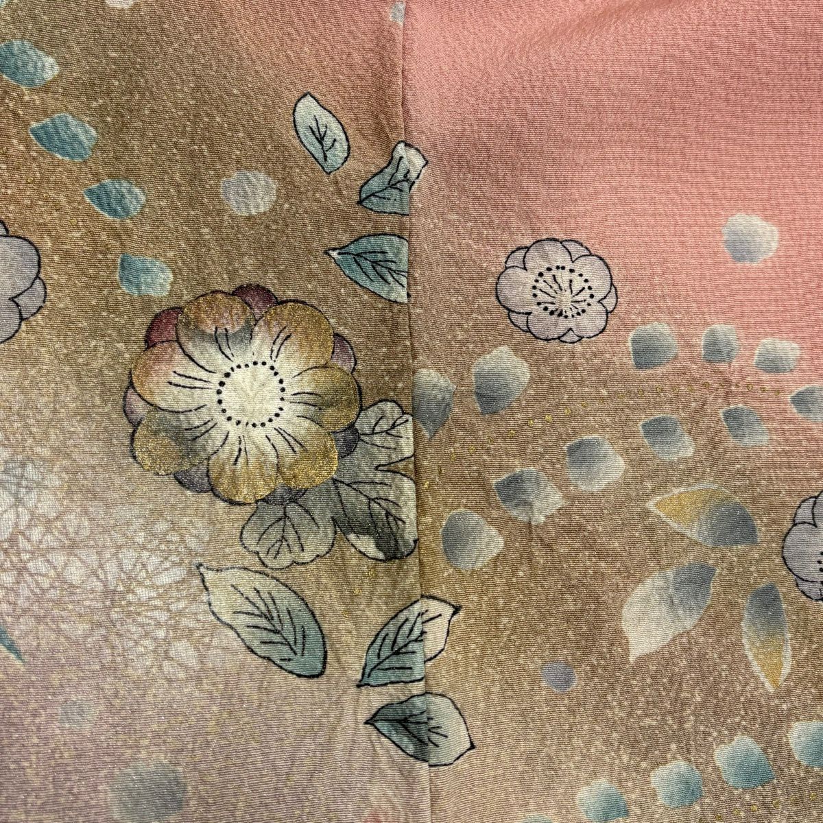 訪問服 身長153.5cm 袖長62cm S 雙層 辻花染 芝 金銀彩 漸層 粉紅 純蠶絲 名品級