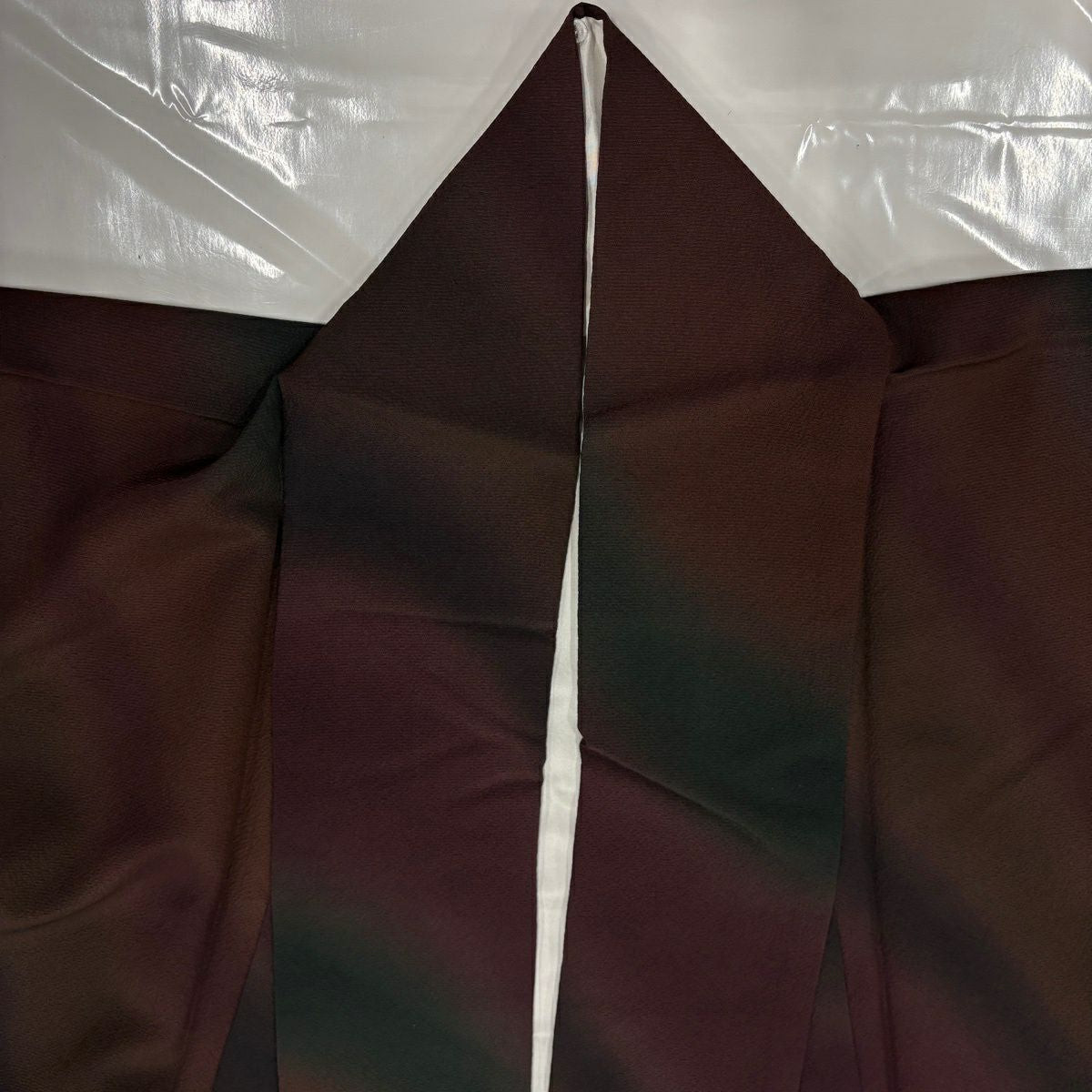 【美品】 小紋 身長151cm 袖長64.5cm M 雙層 前田仁仙 落款あり 斜紋 漸層 絞織 茶紫 純蠶絲 名品級