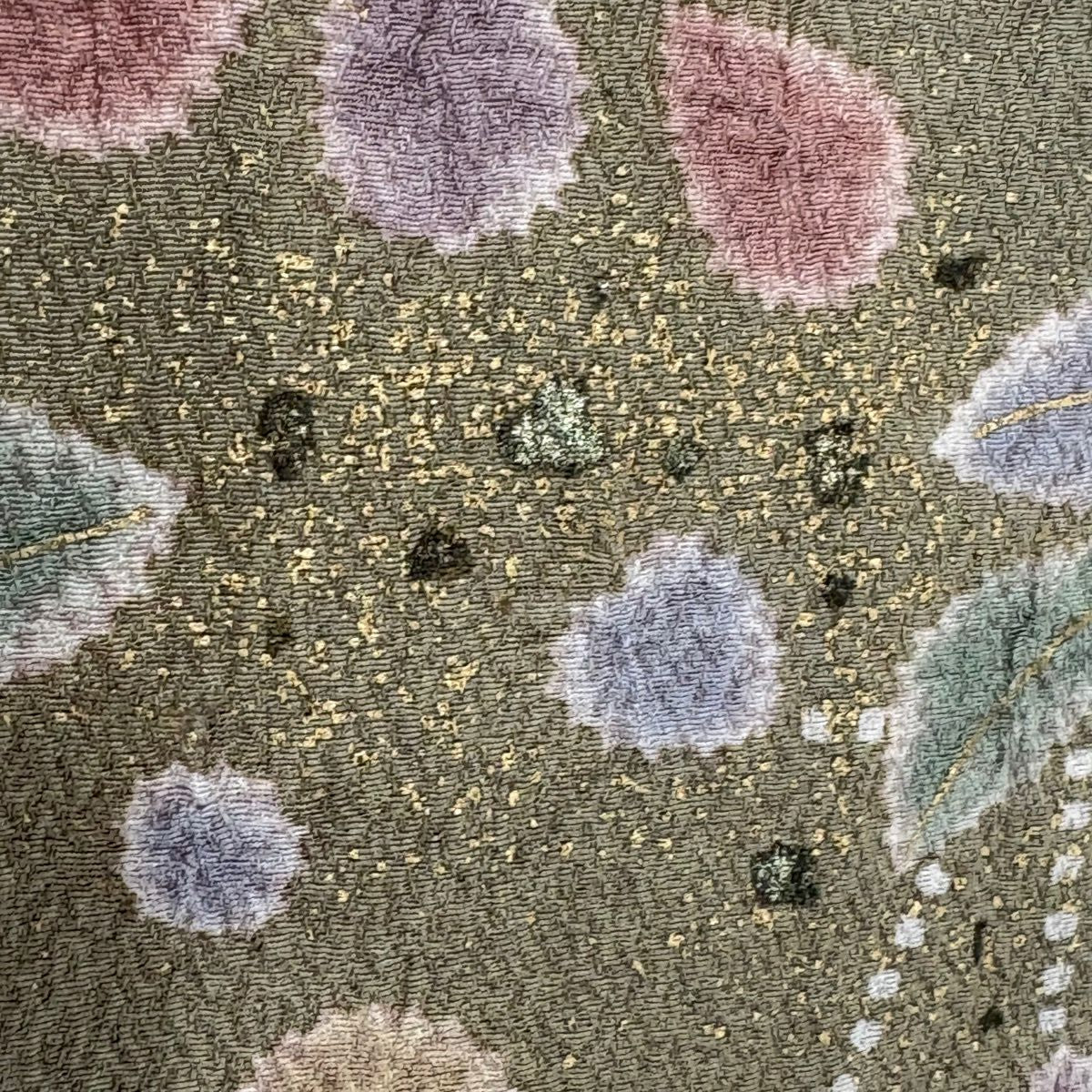 訪問服 身長157.5cm 袖長64cm M 雙層 草花紋紋 扇子面 金絲 金銀彩 粉紅 純蠶絲 名品級