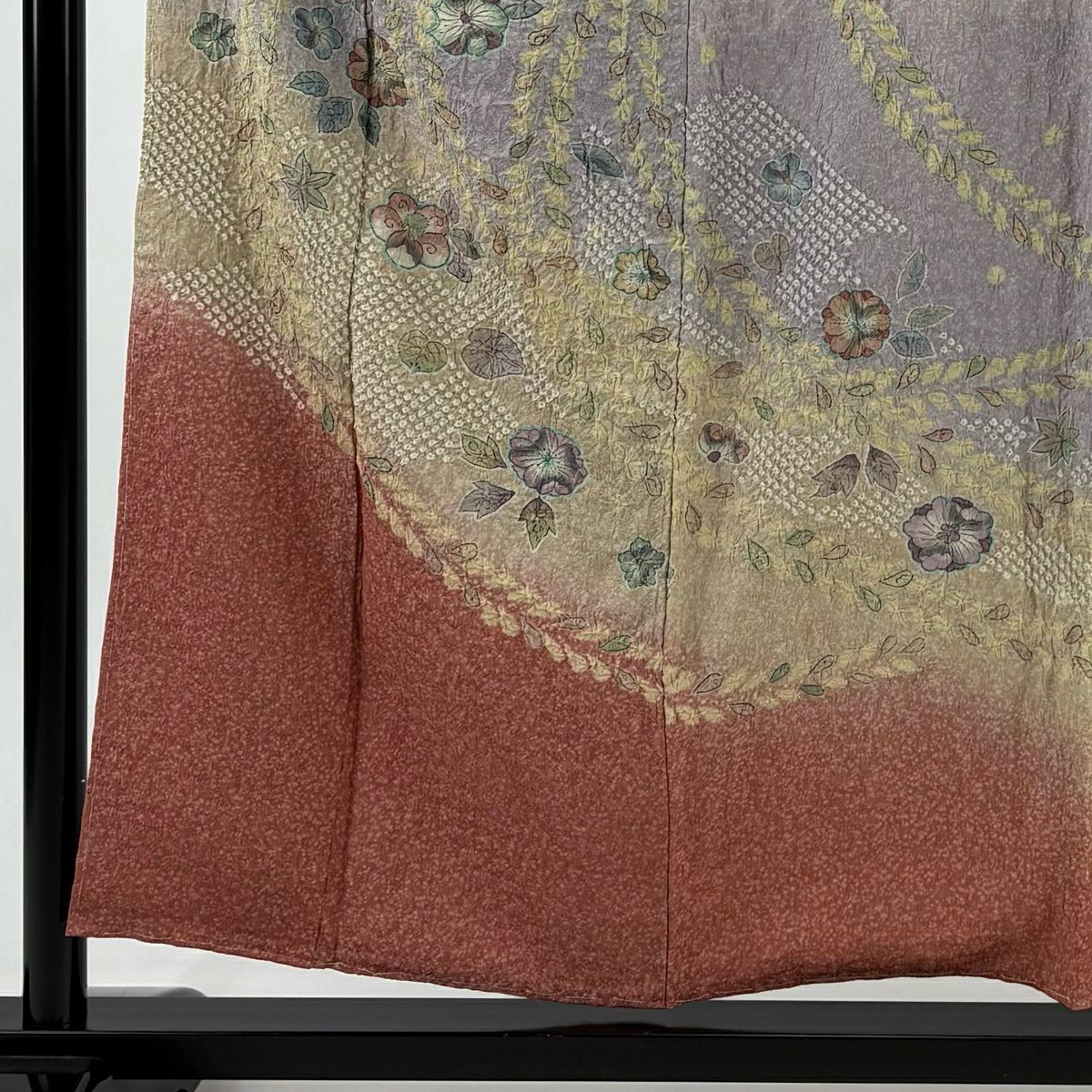 訪問服 身長155cm 袖長63cm S 雙層 辻花染 染分 逐漸淡化 淺紫 純蠶絲 名品級