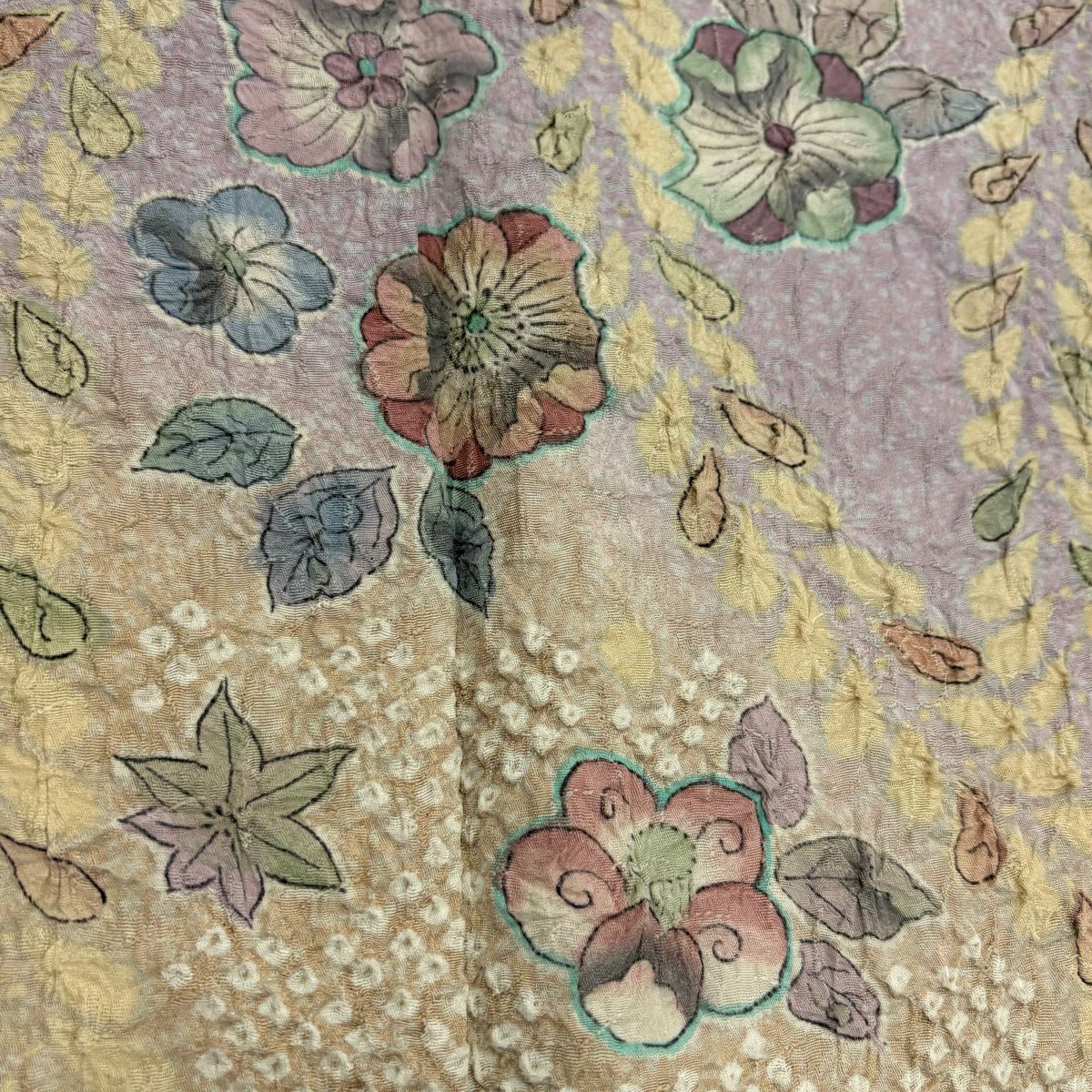 訪問服 身長155cm 袖長63cm S 雙層 辻花染 染分 逐漸淡化 淺紫 純蠶絲 名品級