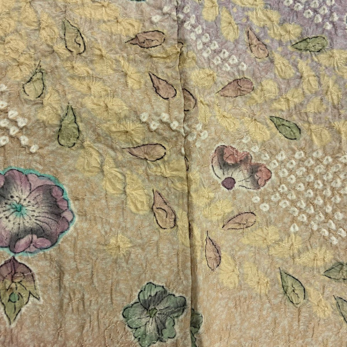 訪問服 身長155cm 袖長63cm S 雙層 辻花染 染分 逐漸淡化 淺紫 純蠶絲 名品級
