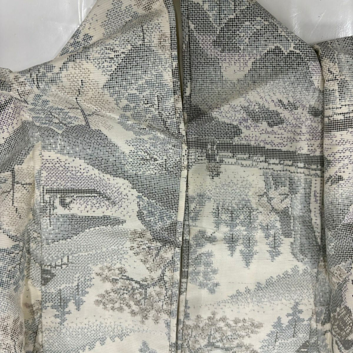 【美品】 紬織 身長154.5cm 袖長63cm S 雙層 瀑布 橋 淡奶油色 純蠶絲 優品級