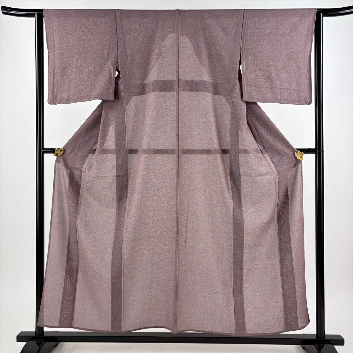 【美品】 江戶小紋 身長156cm 袖長63cm S 薄物 絽 鮫 紅紫 純蠶絲 秀品級