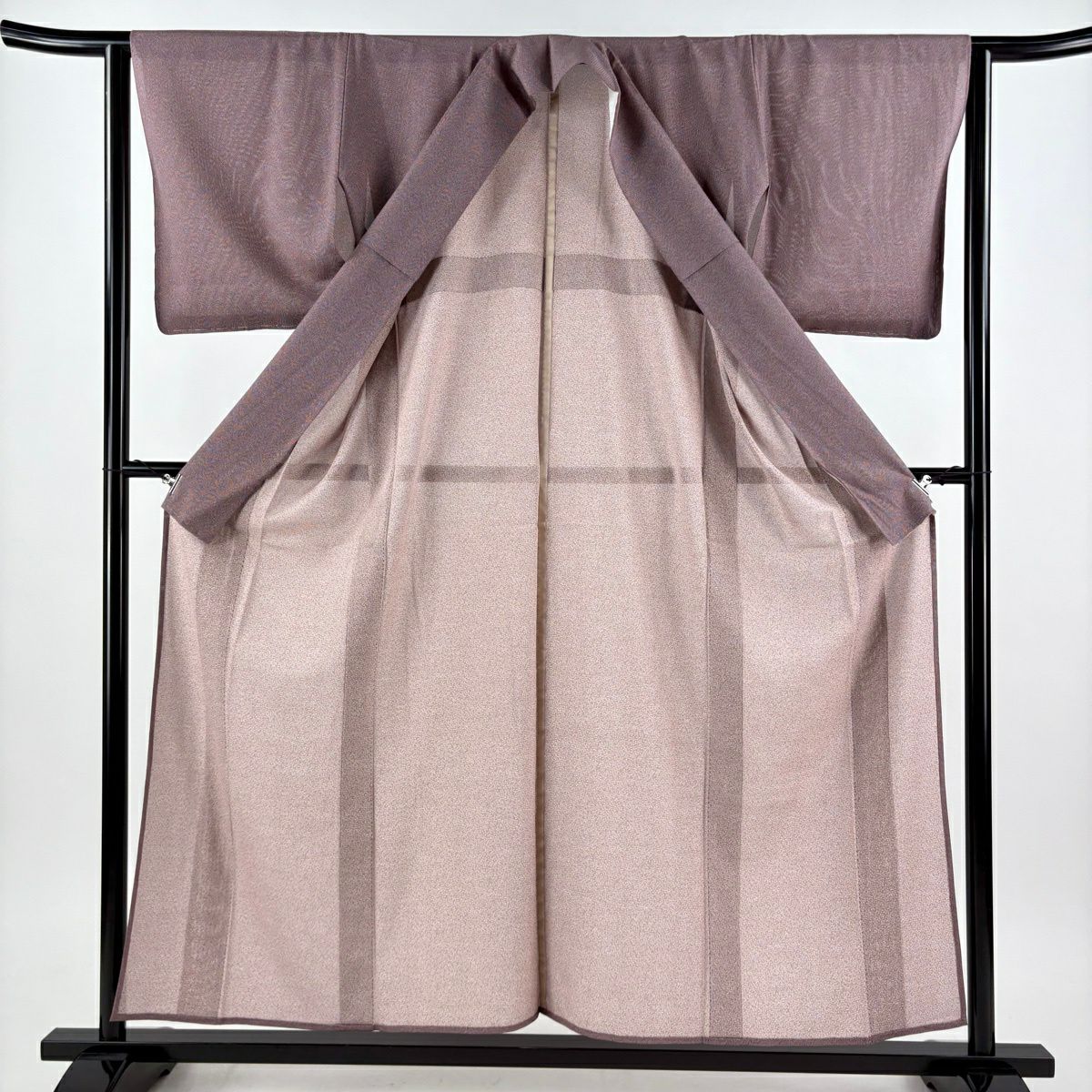 【美品】 江戶小紋 身長156cm 袖長63cm S 薄物 絽 鮫 紅紫 純蠶絲 秀品級
