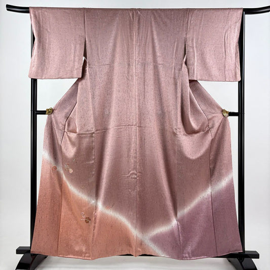 付下 身長160.5cm 袖長66cm M 雙層 寶物滿載 刺繡 絞染 粉紅 純蠶絲 優品級