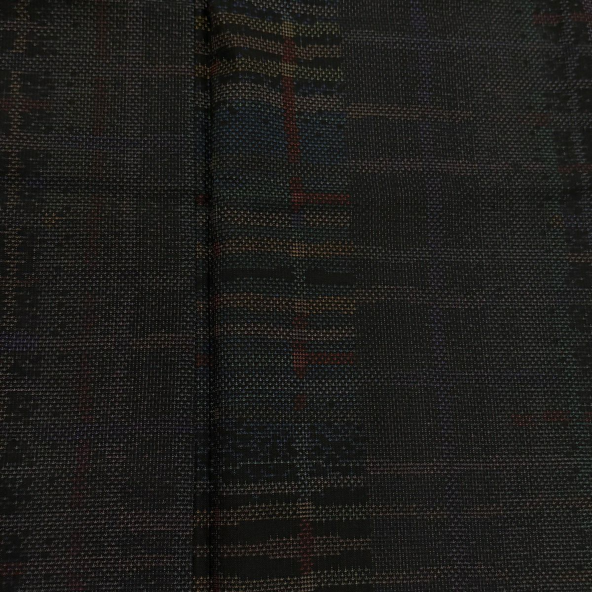 【美品】 紬織 身長164.5cm 袖長64cm M 雙層 格子 墨 黑 純蠶絲 秀品級