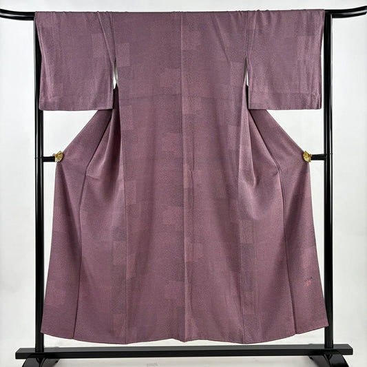 江戶小紋 身長151.5cm 袖長64.5cm M 雙層 落款 松樹竹子梅花 萩 紫 純蠶絲 秀品級
