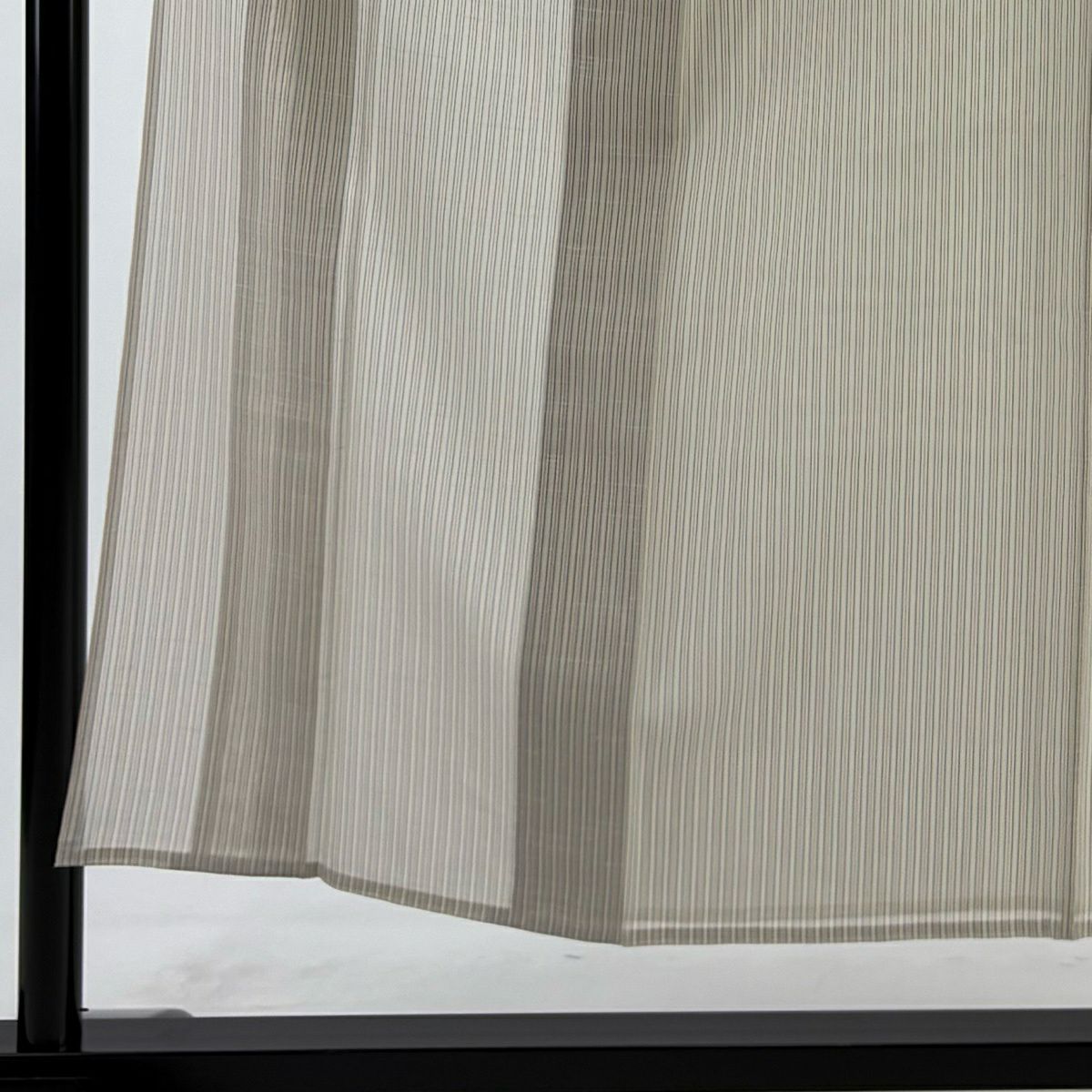 【美品】 紬織 身長150.5cm 袖長63.5cm S 薄物 夏紬織 垂直條紋 米色 純蠶絲 優品級