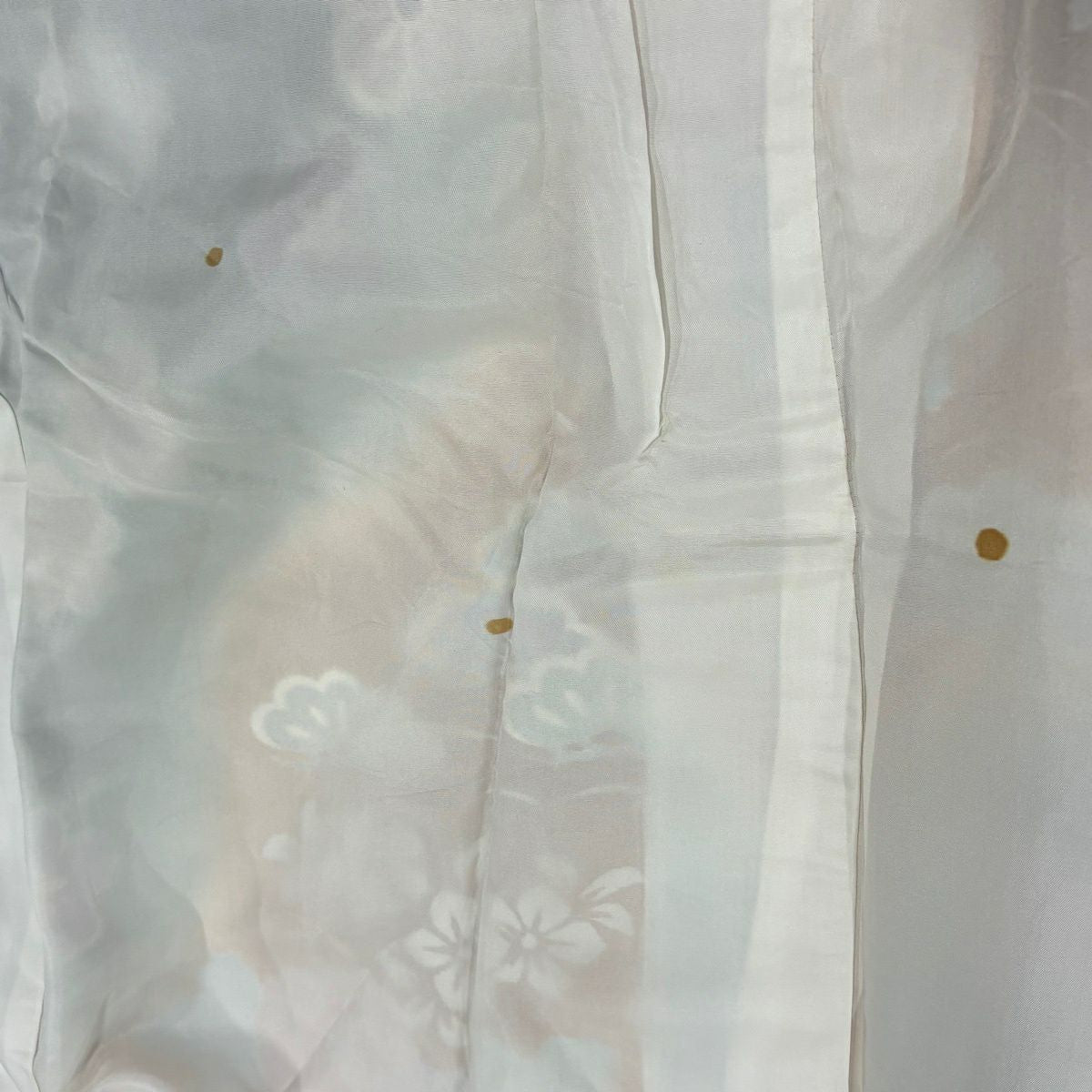 訪問服 身長179cm 袖長63.5cm S 雙層 蝶 草花紋 金彩裝飾 染分 綠 純蠶絲 秀品級