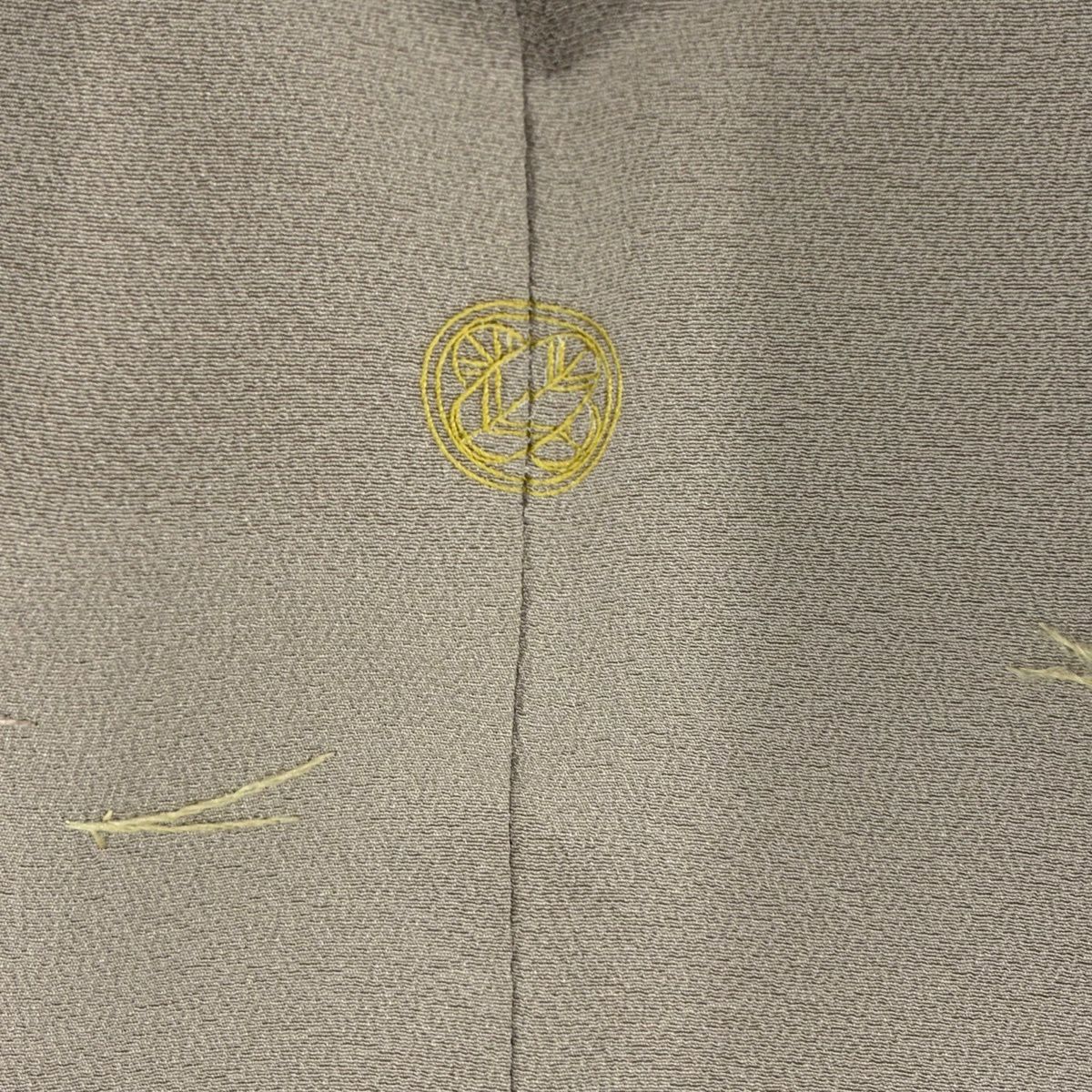 小紋 身長159cm 袖長65.5cm M 雙層 松樹葉 紅葉 刺繡 金線 薄小豆 純蠶絲 秀品級 一つ紋