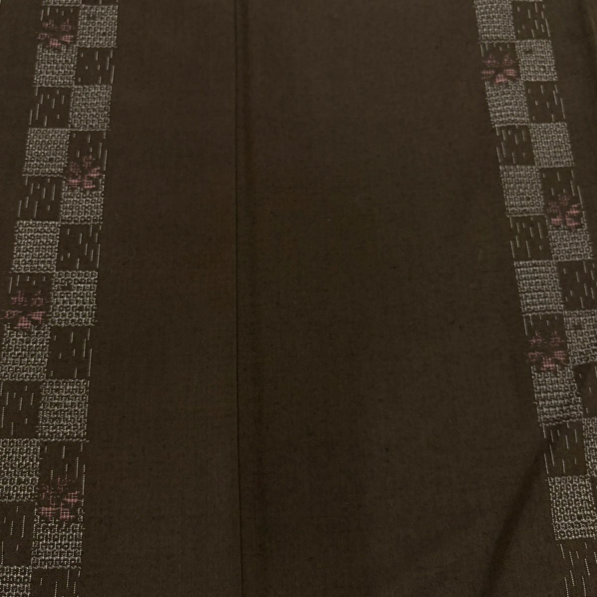 紬織 身長160cm 袖長62.5cm S 雙層 證書齊全 花 變形市松樹 焦茶 純蠶絲 優品級
