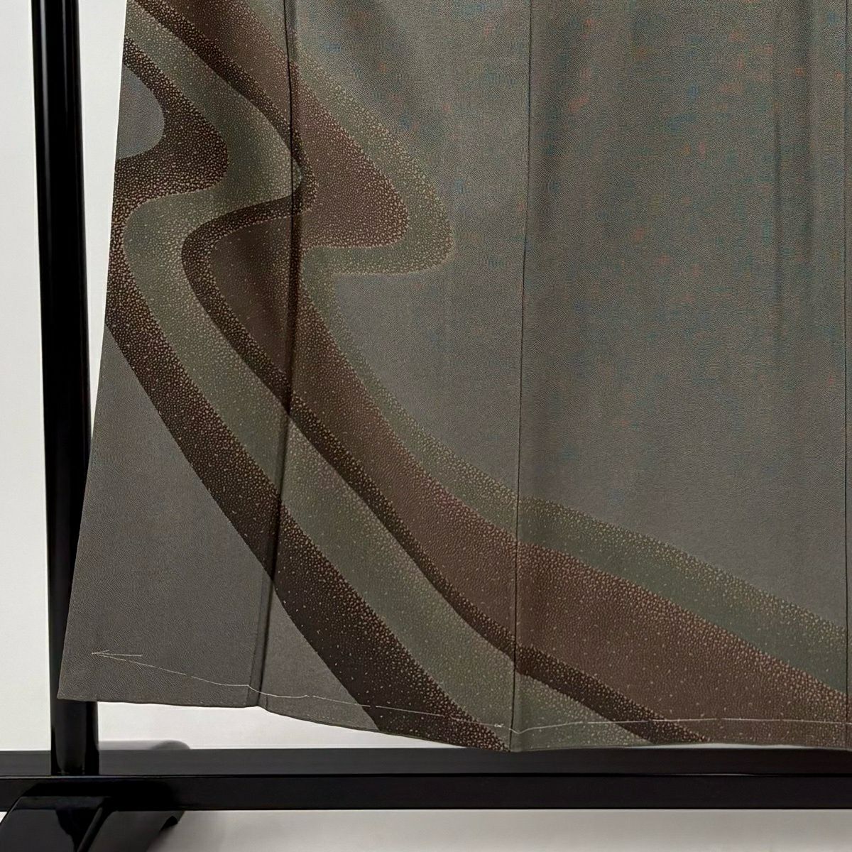 【美品】 付下 身長155cm 袖長64cm M 雙層 流水 鮫 灰茶 純蠶絲 秀品級