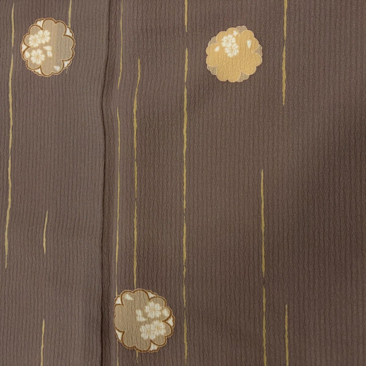 【美品】 小紋 身長156.5cm 袖長64cm M 雙層 櫻花 縱條 薄小豆 純蠶絲 優品級